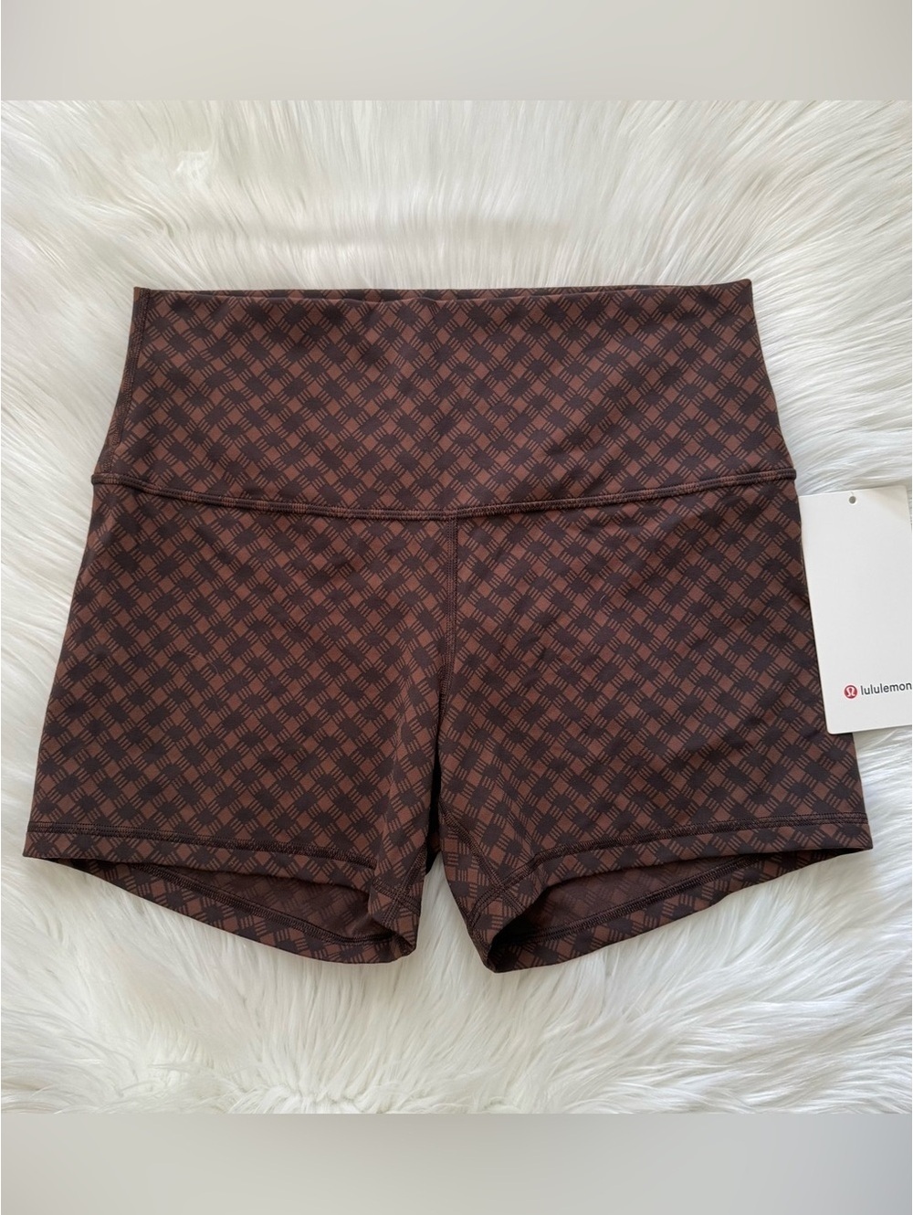 lululemon Align High-Rise Short 4" Jacquard Square Heart Jacquard Java Sequoia - Picture 2 of 6